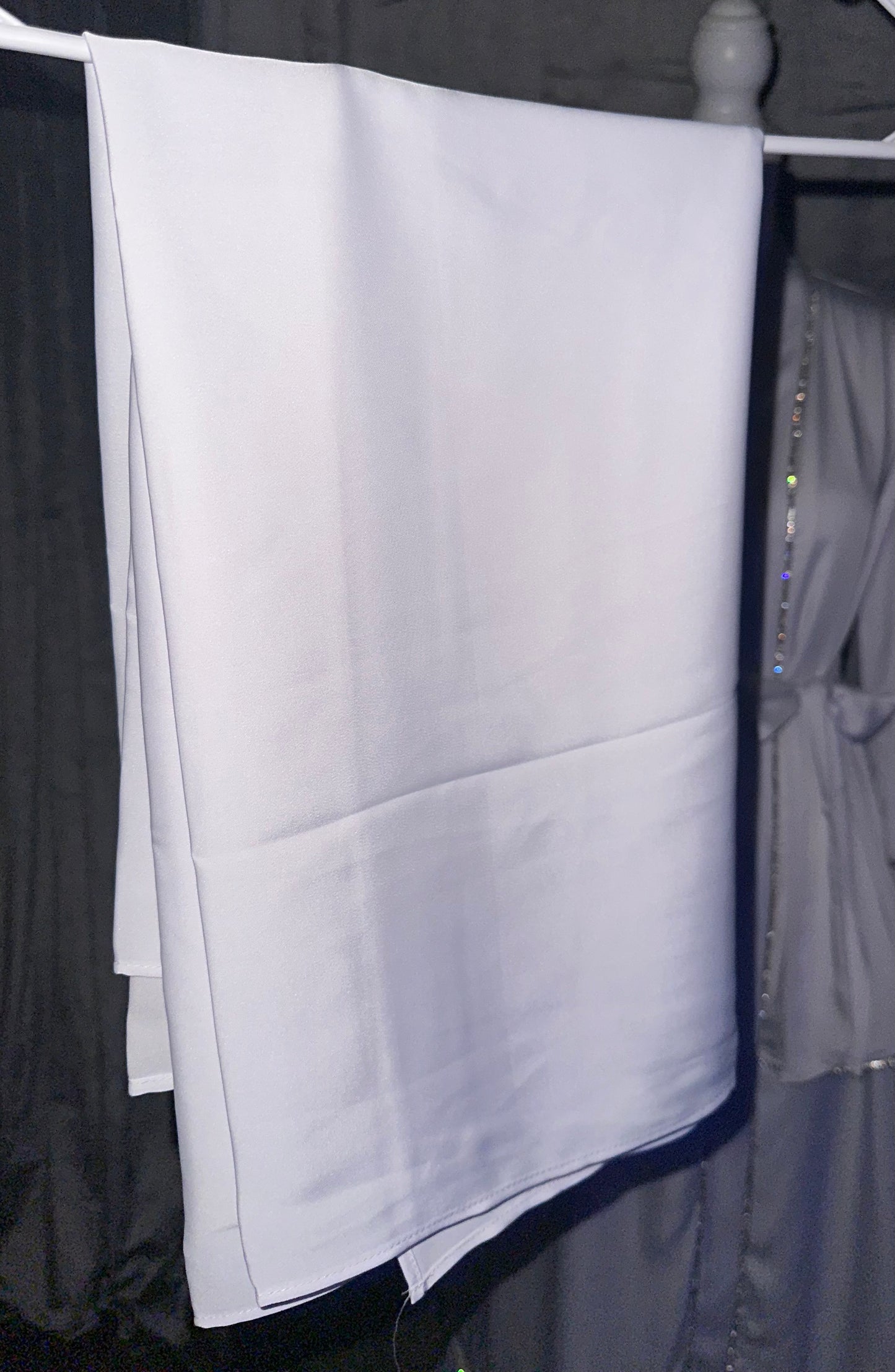 Satin Layered Abaya in White