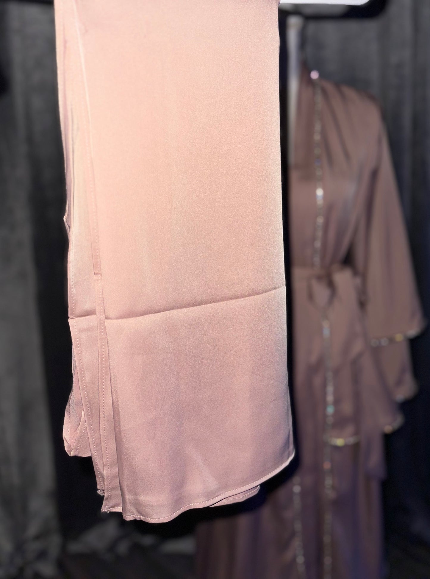 Satin Layered Abaya in Blush