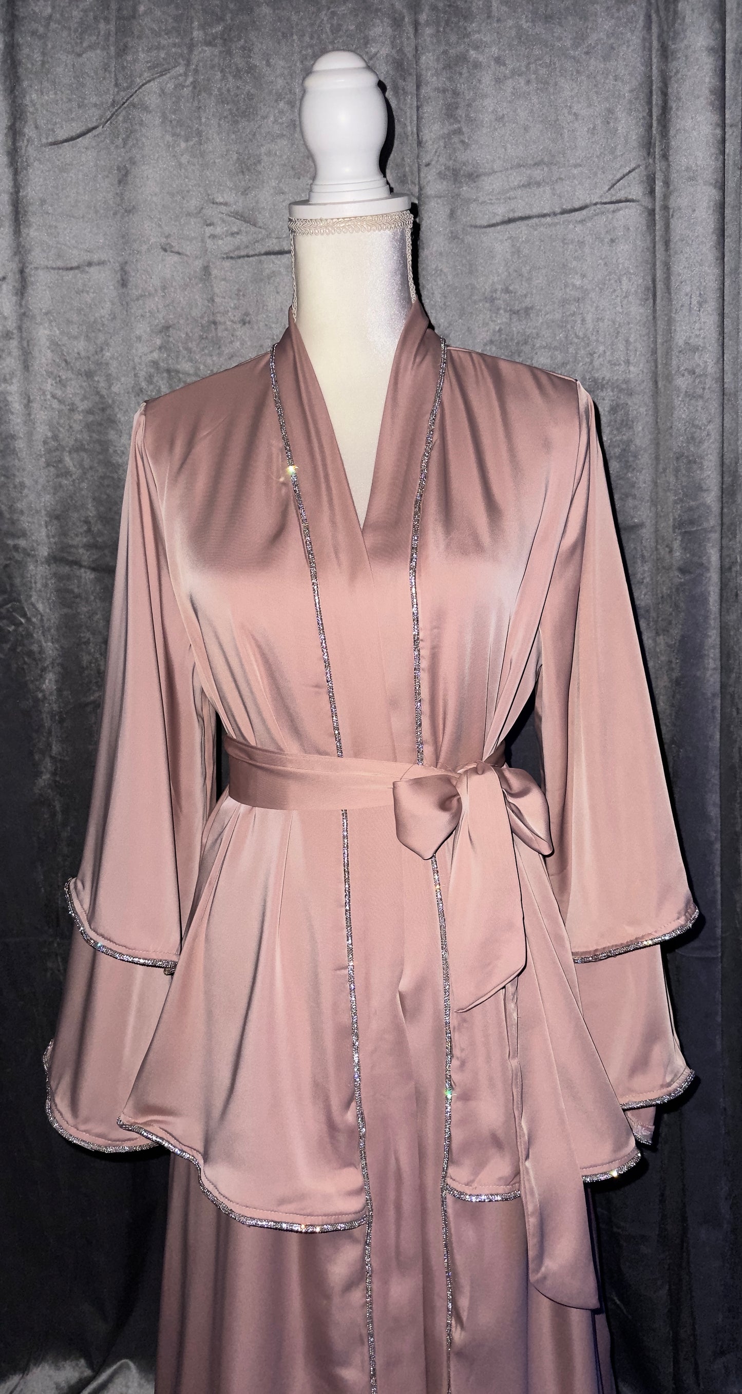 Satin Layered Abaya in Blush