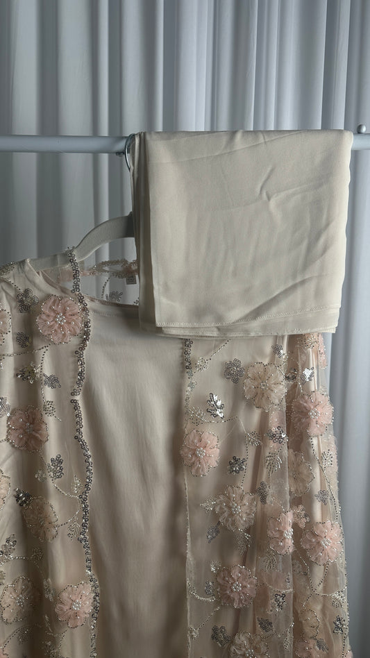 WARDA LIMITED EDITION DRESS (beige & pink)